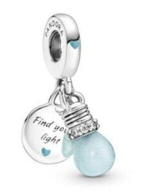 Pandora Silver Blue Light Bulb�� Pendant , Dangle S925ALE Charm
